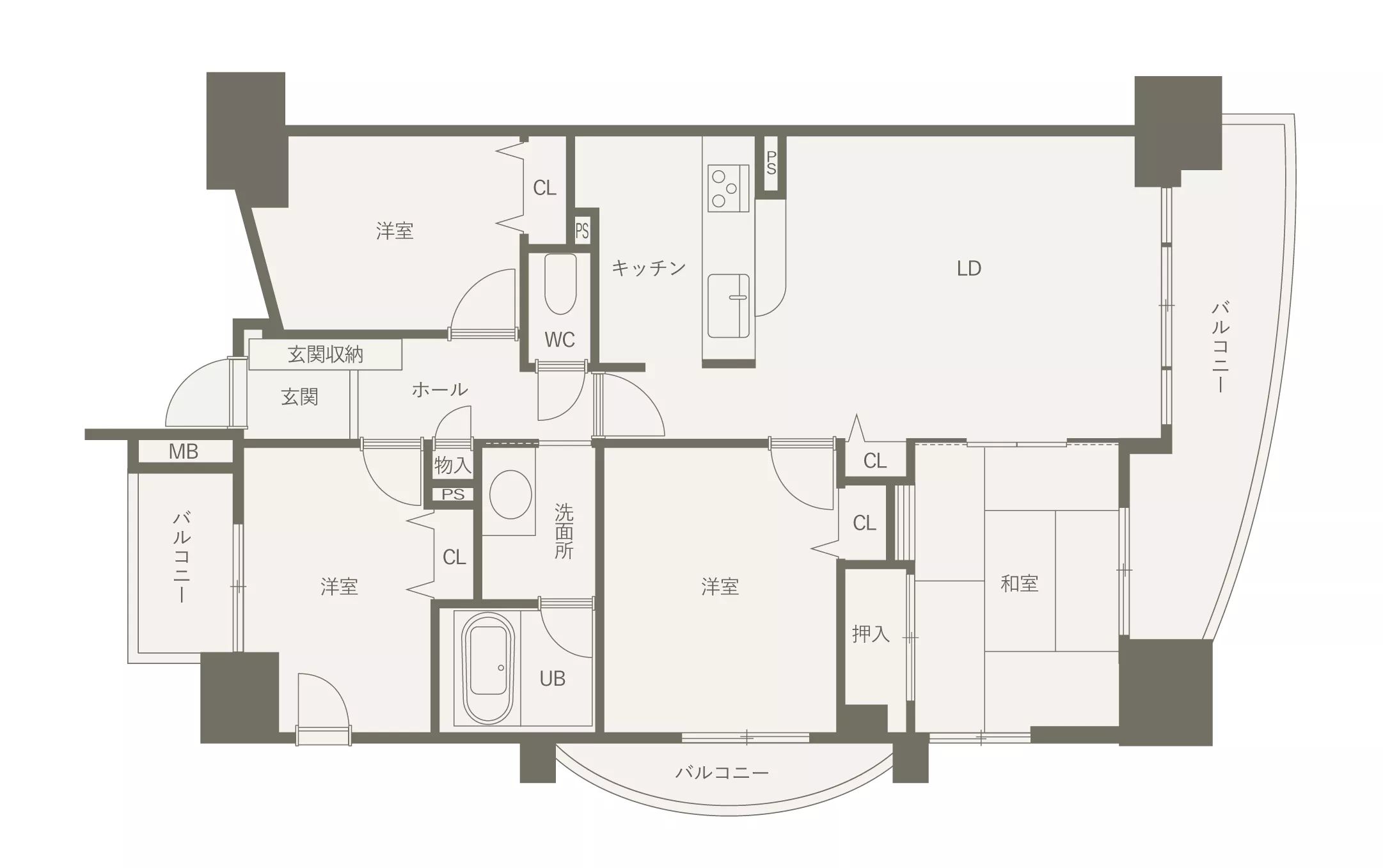 名古屋市中区のマンションをリノベーションする前の間取り図