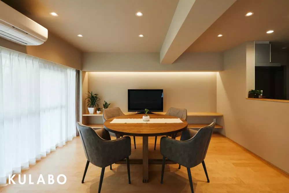 20帖超の広々LDKがある愛知県の和モダンテイストのリノベーション事例