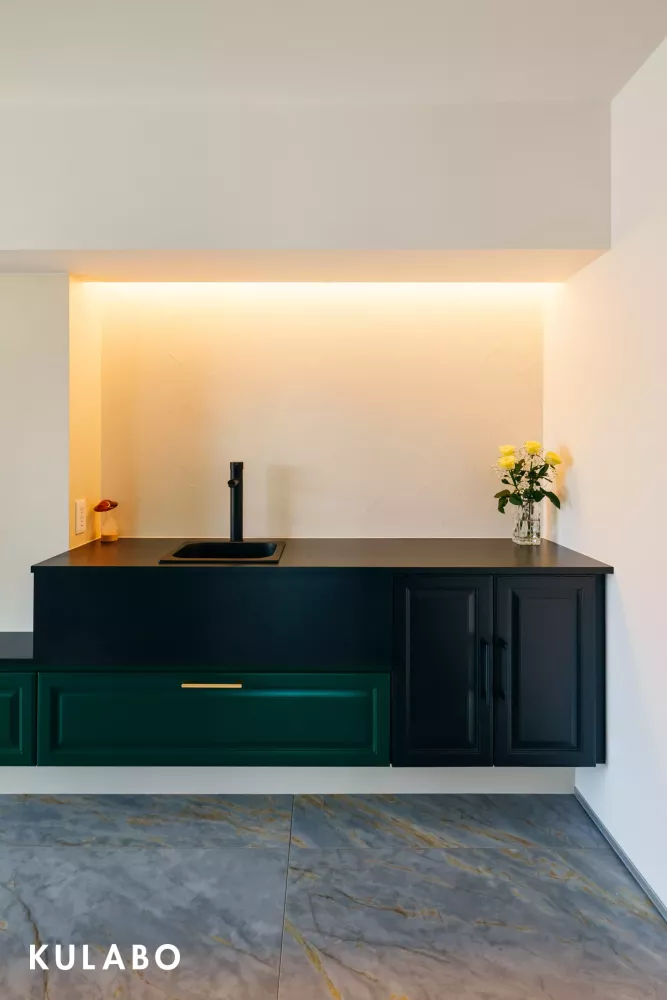 TVボードとキッチンが一緒⁉世界に一つだけのオリジナル造作家具