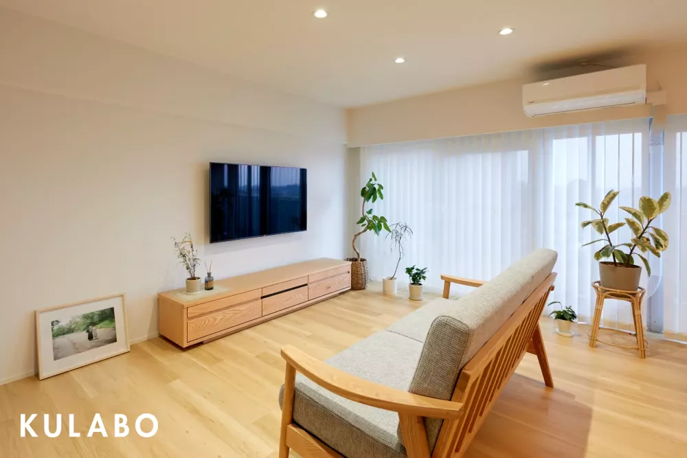 リビングに光がたっぷり降り注ぐ愛知県名古屋市東区のナチュラルテイストのリノベーション事例